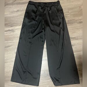 Zara: Satin Black Wide-Leg Dress Pants